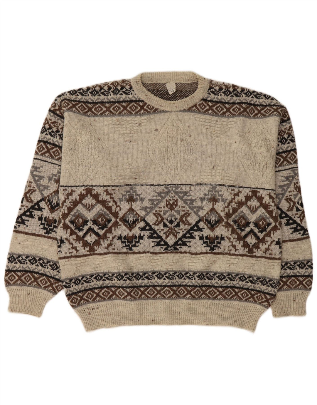 Vintage ανδρικό πουλόβερ με λαιμόκοψη IT 48/50 Medium White Fair Isle