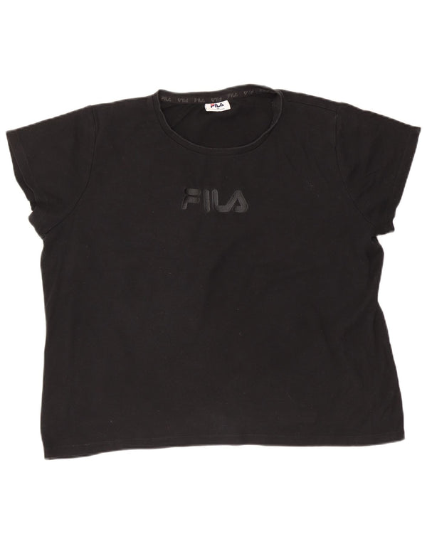Γυναικείο μπλουζάκι Fila Crop γραφικό τοπ UK 18 XL μαύρο βαμβακερό