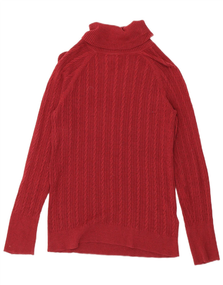 Eddie Bauer Γυναικείο πουλόβερ με ρολό λαιμόκοψη UK 12 μεσαίο κόκκινο βαμβακερό