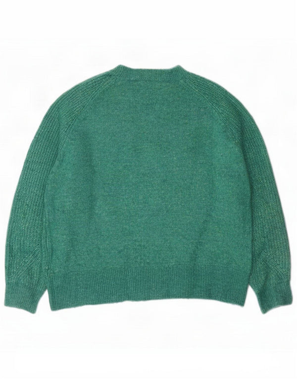 Marks & Spencer Womens Crew Neck Jumper πουλόβερ UK 14 Medium Green Flecked