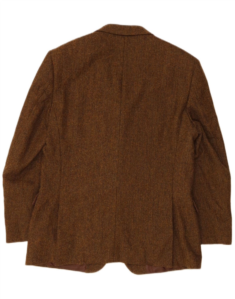 DANIEL HECHTER Mens 3 Button Blazer Jacket UK 38 Medium Brown Herringbone Vintage Daniel Hechter and Second-Hand Daniel Hechter from Messina Hembry 