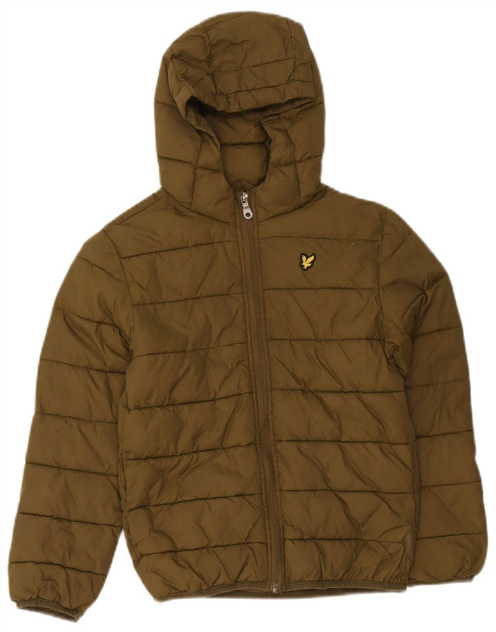 Μπουφάν Lyle & Scott Boys με κουκούλα με επένδυση 7-8 ετών Khaki Polyamide
