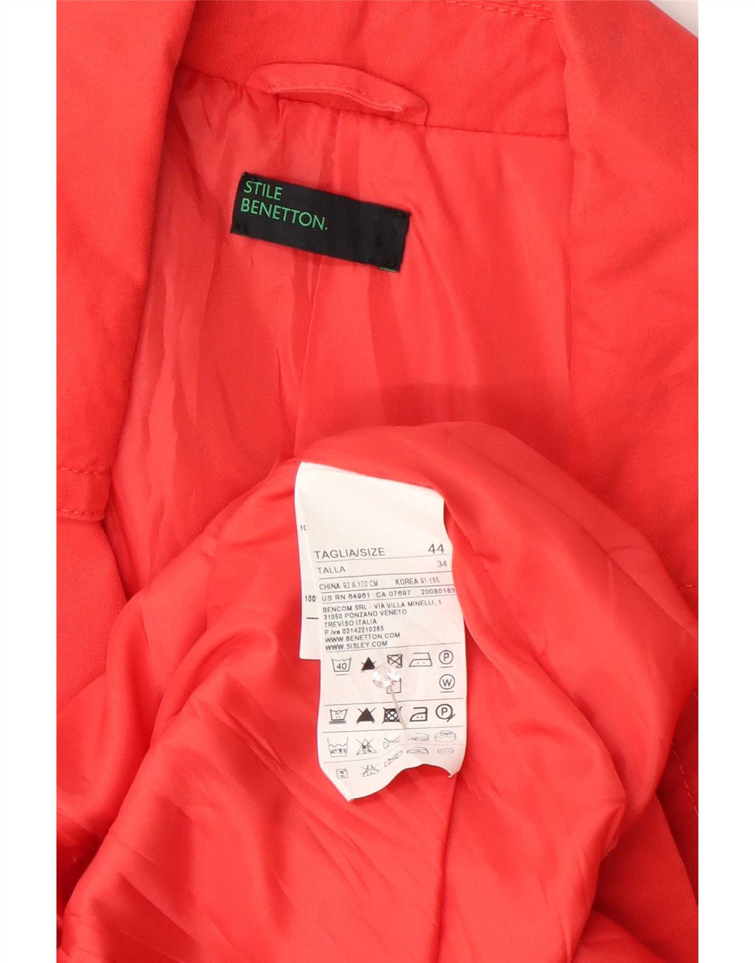 Γυναικεία καμπαρντίνα Benetton IT 44 Μεσαίο κόκκινο βαμβακερό