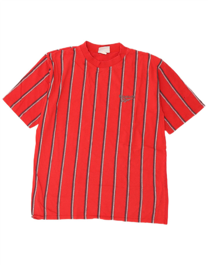 Ανδρικό T-Shirt Reebok Top Βαμβακερό μεσαίο κόκκινο ριγέ