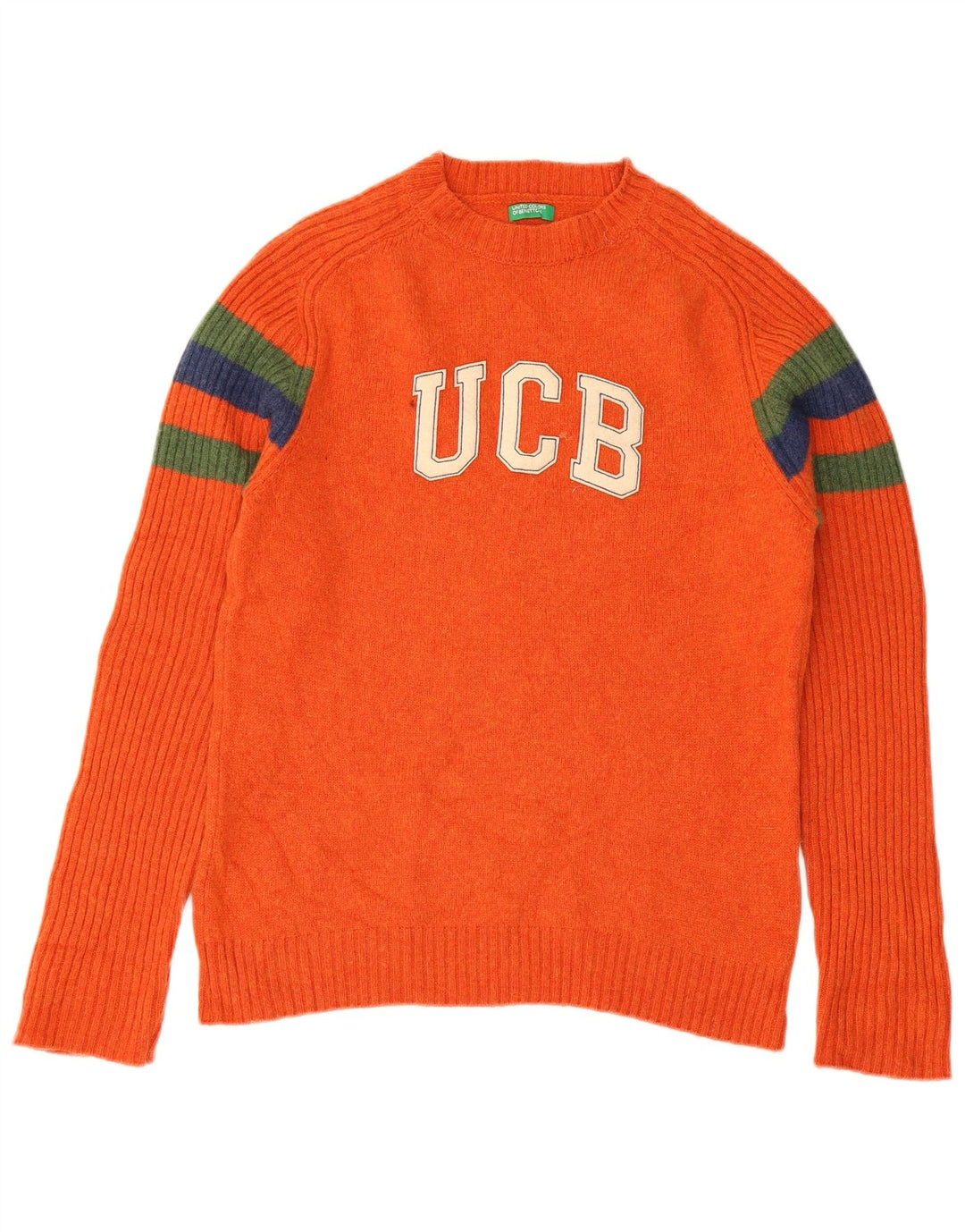 Γυναικείο πουλόβερ Benetton Crew Neck Jumper UK 12 Medium πορτοκαλί ριγέ