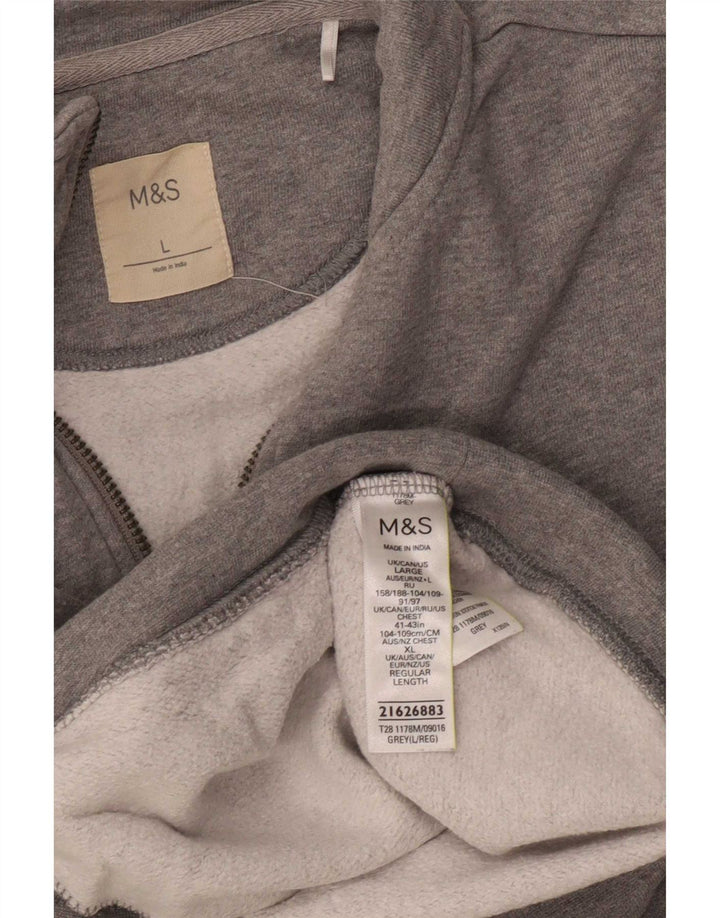 Marks & Spencer Ανδρικό φούτερ με φερμουάρ, πουκάμισο μεγάλο γκρι βαμβακερό