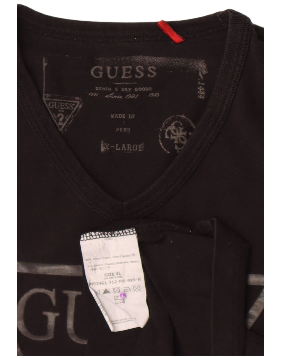 Ανδρικό γραφικό τοπ Guess Μακρυμάνικο XL Μαύρο βαμβακερό