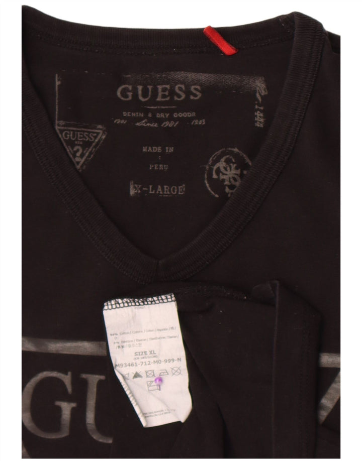 Ανδρικό γραφικό τοπ Guess Μακρυμάνικο XL Μαύρο βαμβακερό