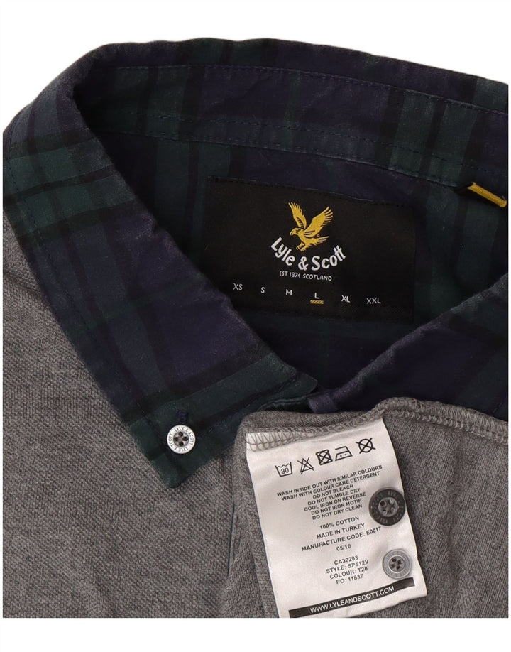 Lyle & Scott Ανδρικό πουκάμισο ράγκμπι πόλο μεγάλο γκρι βαμβακερό