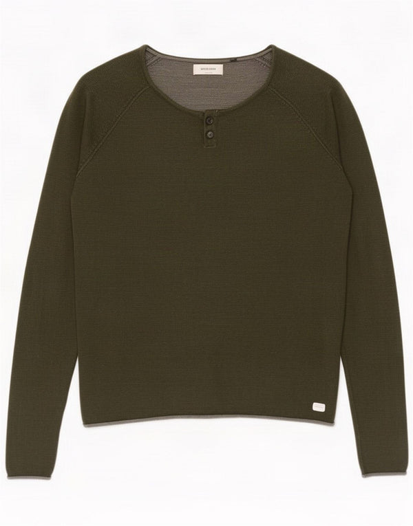 Jack & Jones Mens Boat Neck Jumper Sweater XL Khaki Cotton