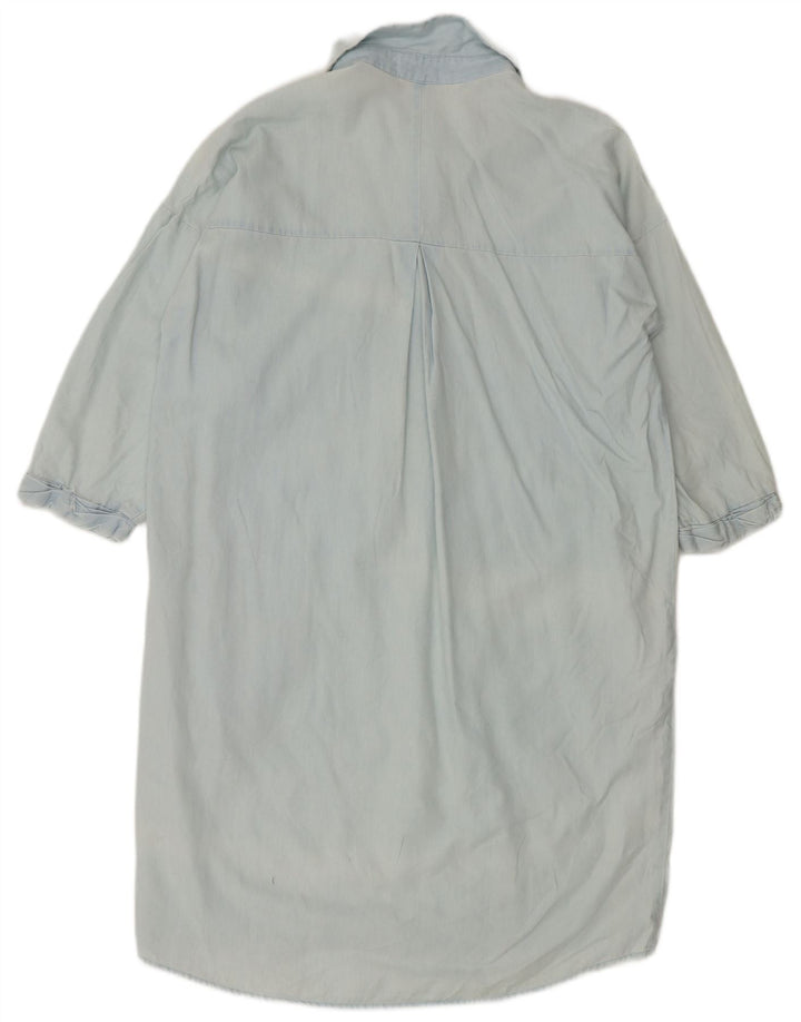 Whistles Γυναικείο πουλόβερ πουκάμισο φόρεμα UK 10 Small μπλε βαμβακερό