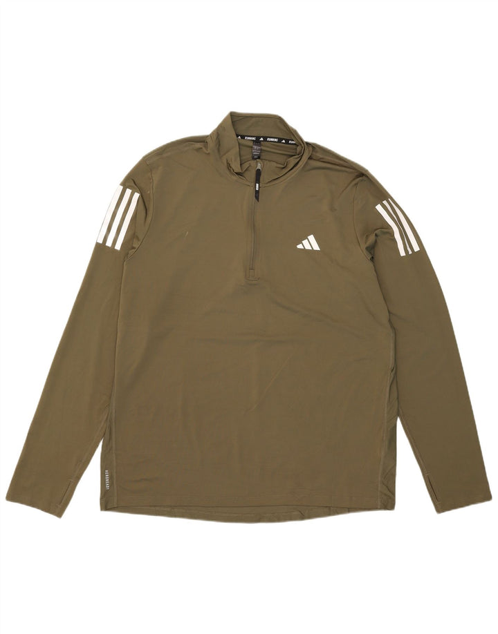 Adidas Ανδρική φόρμα πουλόβερ με φερμουάρ Aeroready Top Large Khaki Polyester