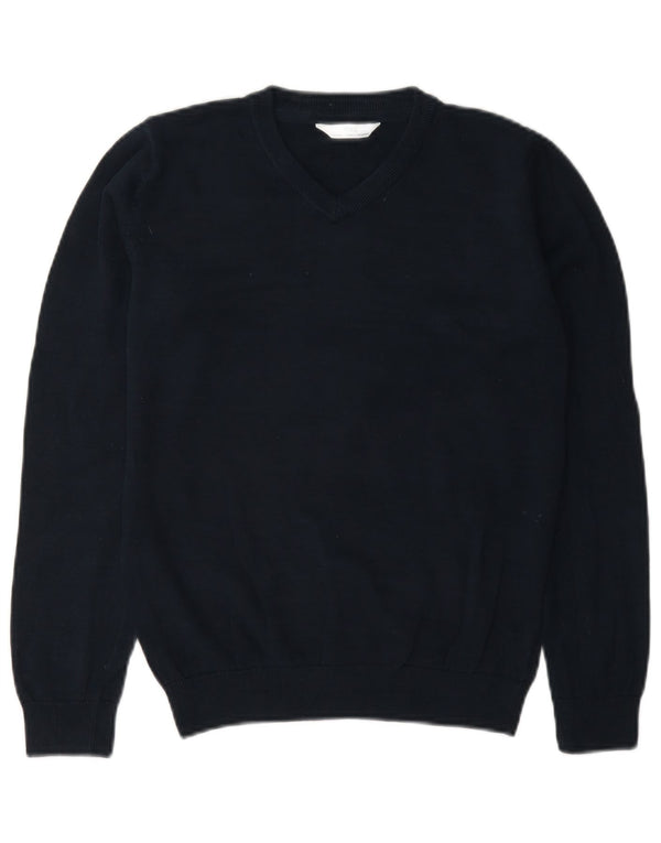 Marks & Spencer Boys πουλόβερ με λαιμόκοψη με V λαιμόκοψη 11-12 ετών Ναυτικό βαμβακερό