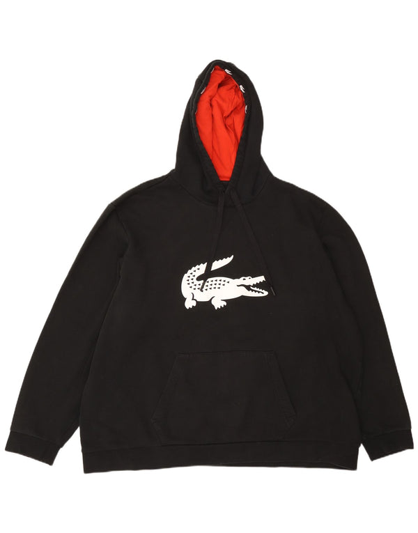 Ανδρικό γραφικό κουκούλα Lacoste Jumper Size 9 4XL Μαύρο βαμβακερό