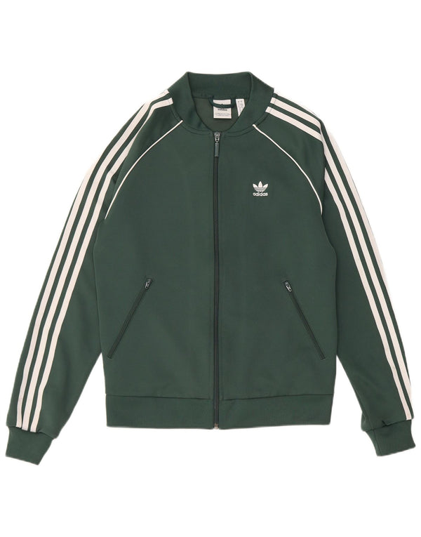 Γυναικεία αθλητική φόρμα Adidas κανονική εφαρμογή Top Jacket UK 10 Small Green Polyester