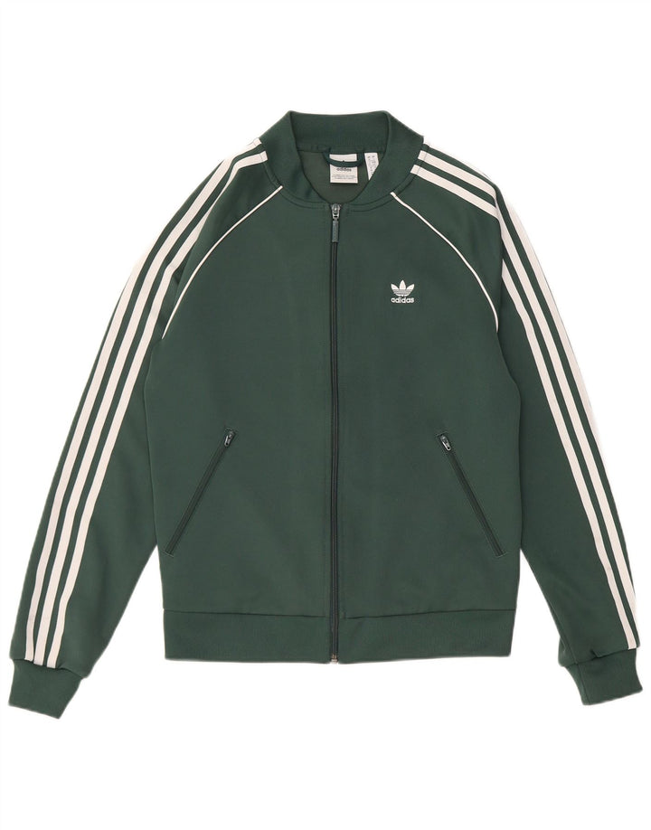 Γυναικεία αθλητική φόρμα Adidas κανονική εφαρμογή Top Jacket UK 10 Small Green Polyester