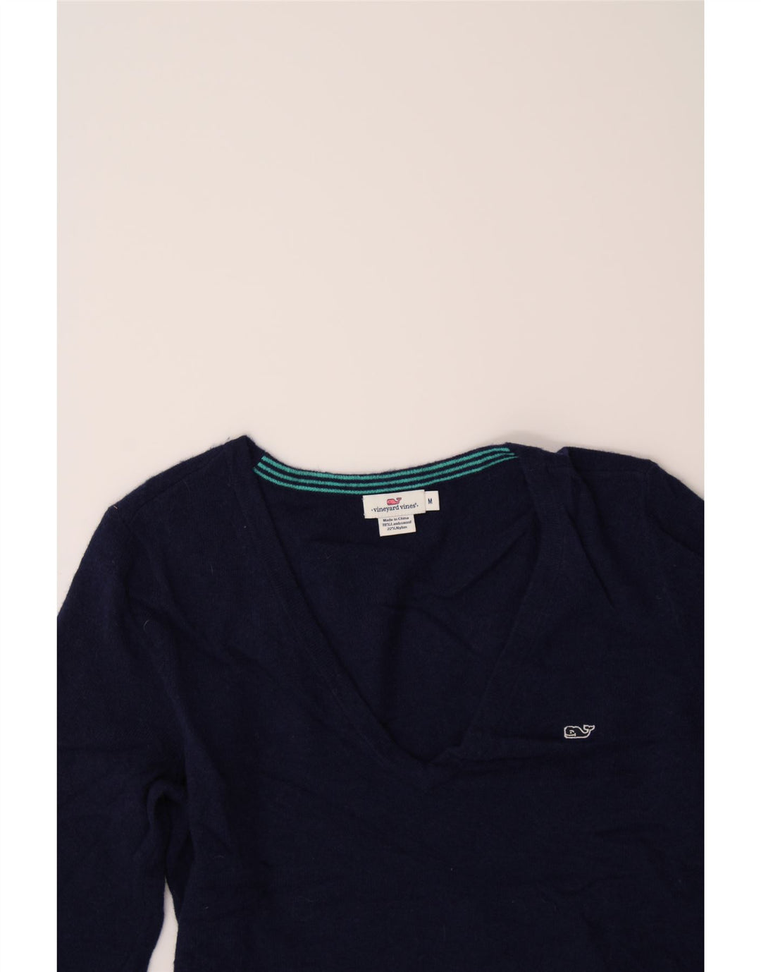 VINEYARD VINES Womens V-Neck Jumper Sweater UK 14 Medium Navy Blue Vintage Vineyard Vines and Second-Hand Vineyard Vines from Messina Hembry 