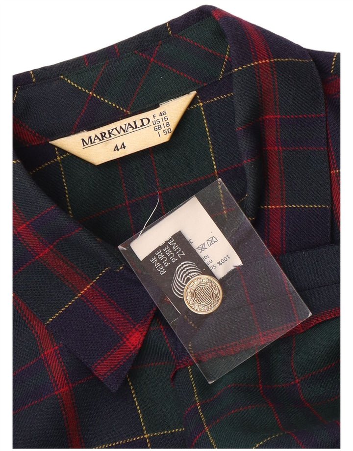 MARKWALD Γυναικείο μανίκι 7 κουμπιά μπουφάν UK 18 XL Navy Blue Check