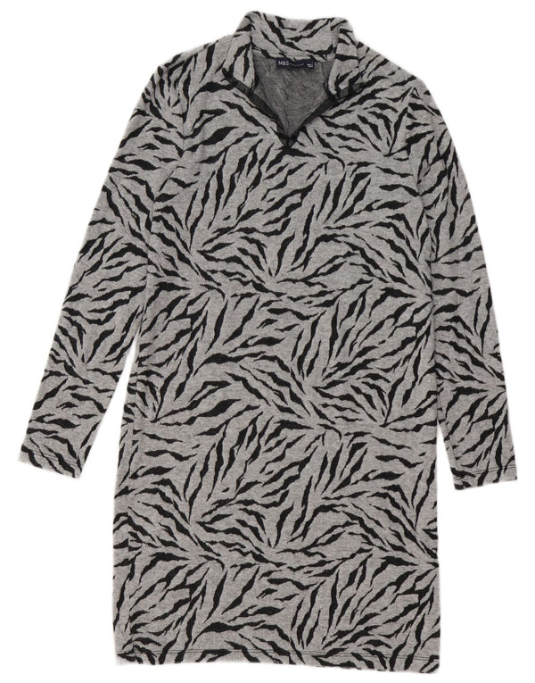 Marks & Spencer Γυναικείο φόρεμα άλτης UK 8 Small Grey Animal Print Polyester