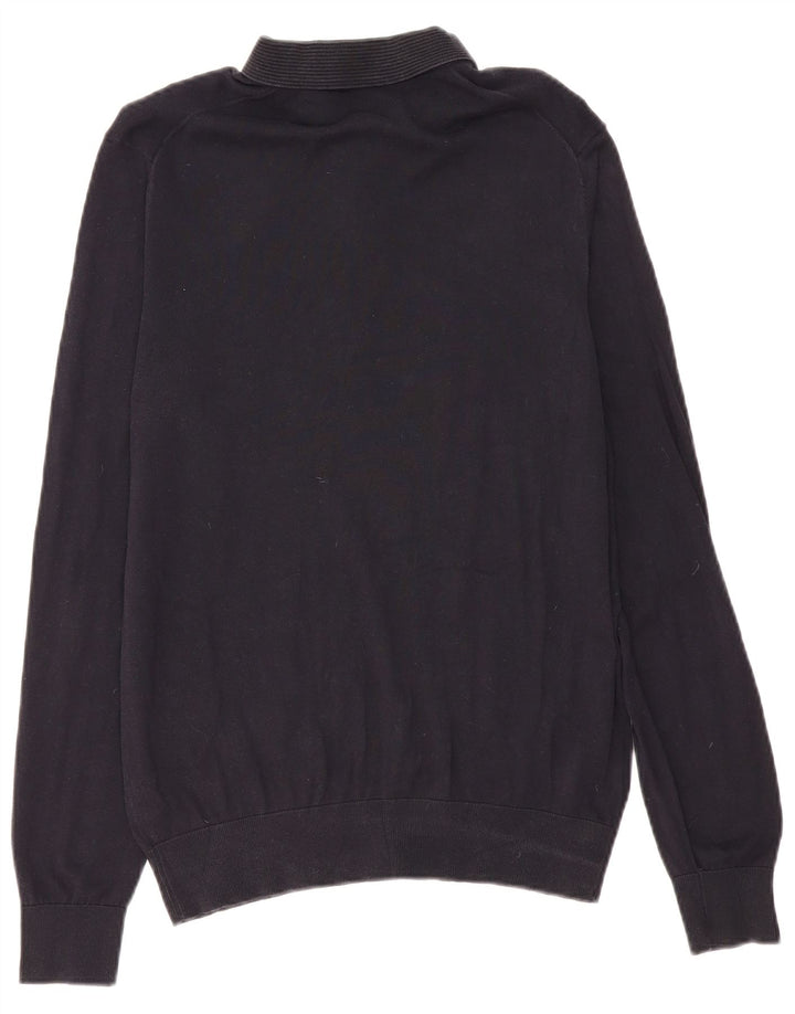 PAUL SMITH Mens Polo Neck Jumper Sweater Medium Navy Blue Cotton