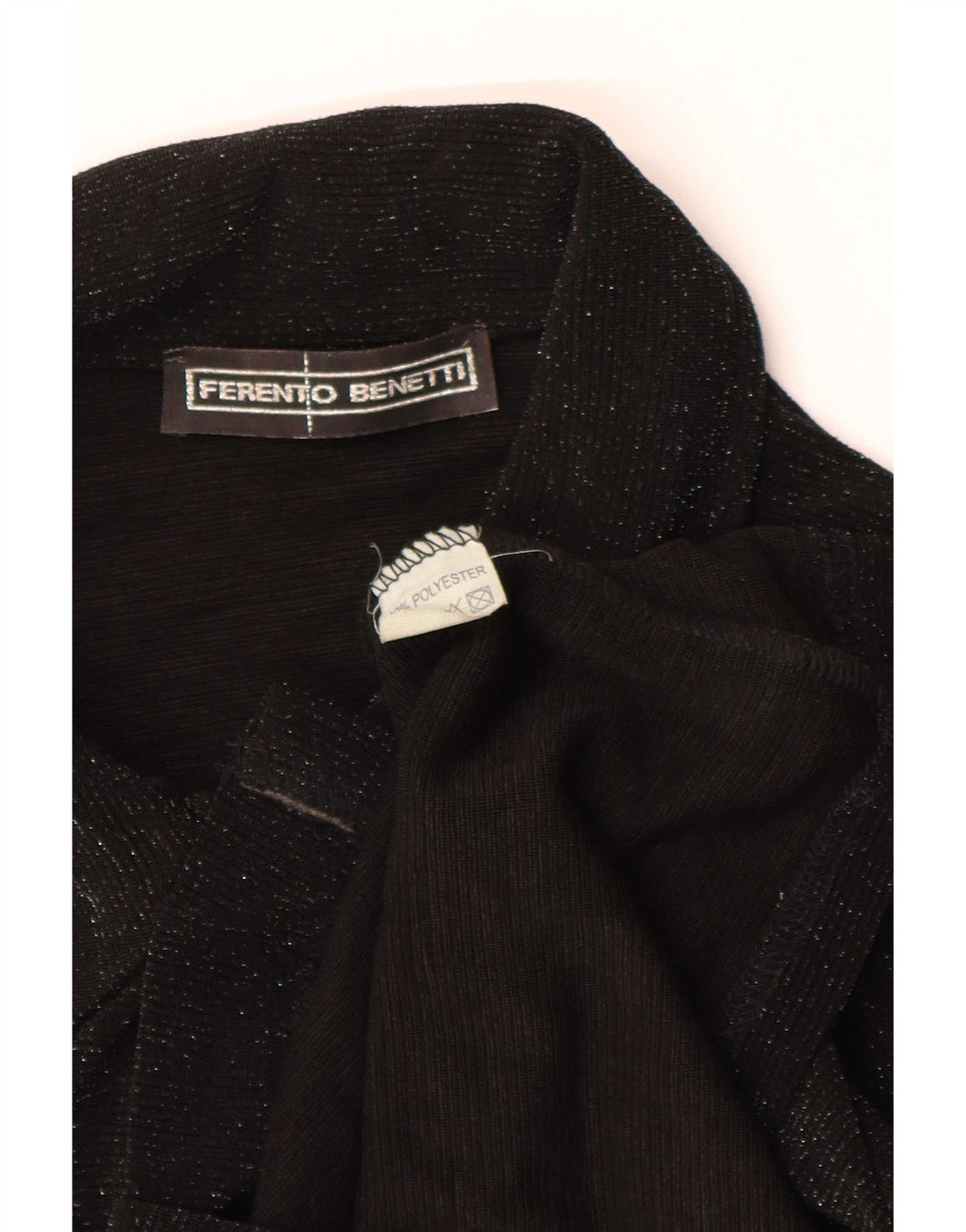 Vintage γυναικείο πουκάμισο μπλούζα UK 8 Small Black Polyester