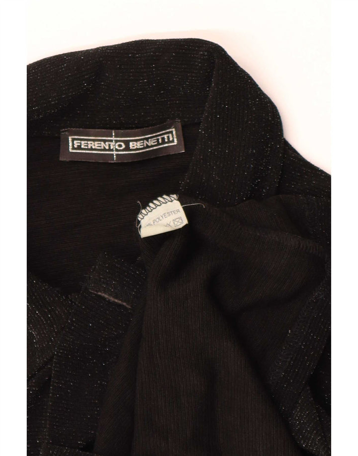 Vintage γυναικείο πουκάμισο μπλούζα UK 8 Small Black Polyester