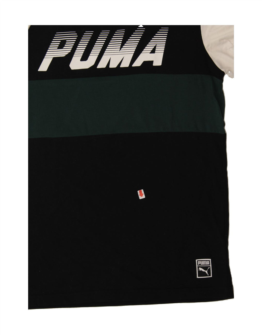 PUMA Mens Graphic T-Shirt Top Medium Black Colourblock Cotton Vintage Puma and Second-Hand Puma from Messina Hembry 