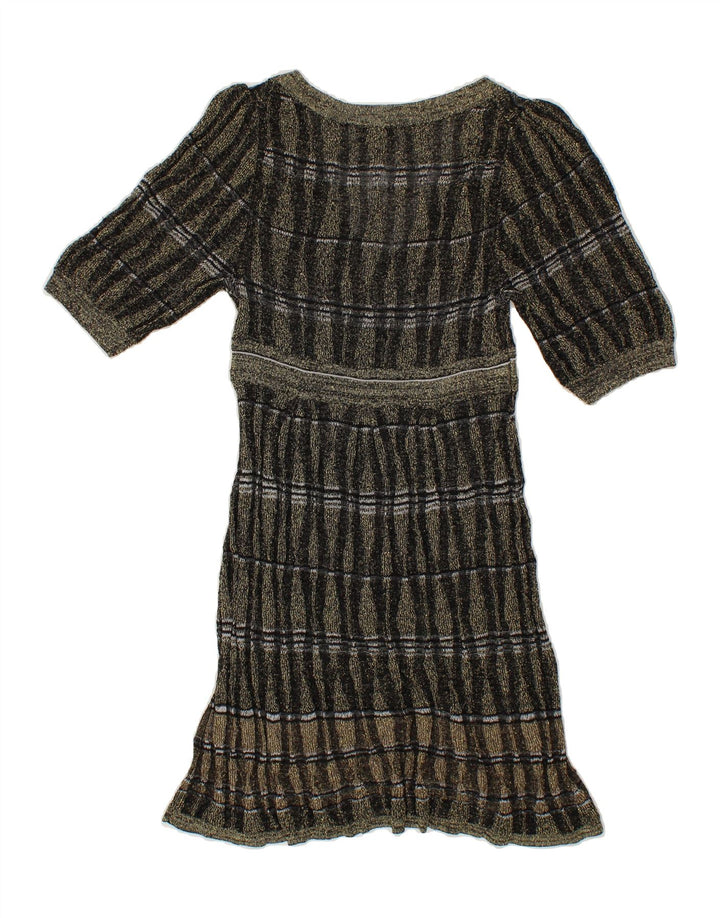 OASIS Womens A-Line Dress UK 10 Small Grey Striped Viscose Vintage Oasis and Second-Hand Oasis from Messina Hembry 