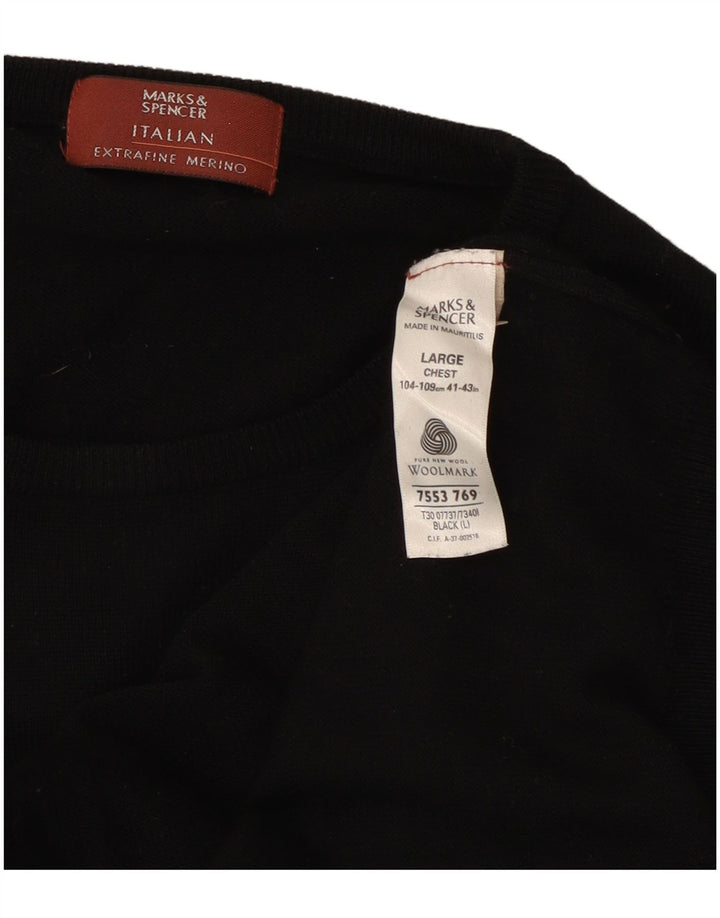 Marks & Spencer Ανδρικό πουλόβερ με λαιμόκοψη, μεγάλο μαύρο μάλλινο