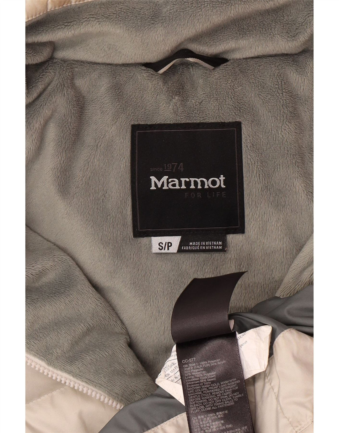 Marmot Γυναικείο παλτό με κουκούλα UK 10 Small Off White Polyester