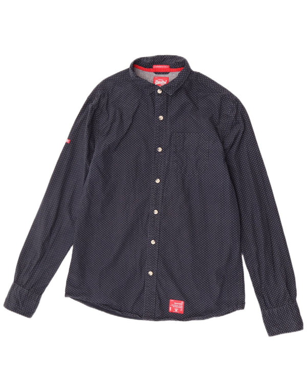 Ανδρικό πουκάμισο Superdry 2XL Navy Blue πουά βαμβακερό