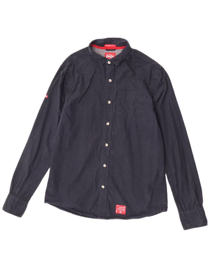 Ανδρικό πουκάμισο Superdry 2XL Navy Blue πουά βαμβακερό