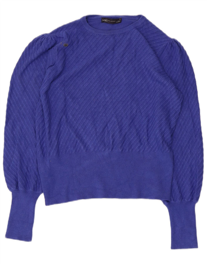 Marks & Spencer Γυναικείο πουλόβερ Crop Crew Neck Jumper UK 14 Medium Blue
