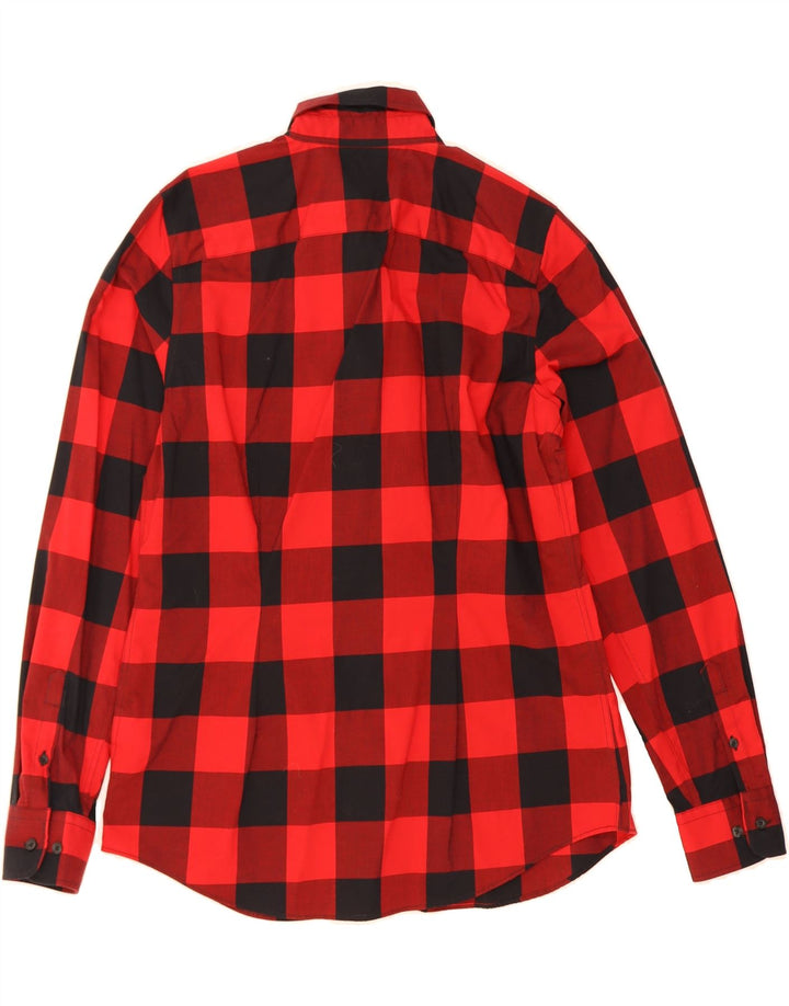 CHAPS Womens No Iron Shirt UK 14 Medium Red Check Cotton Vintage Chaps and Second-Hand Chaps from Messina Hembry 