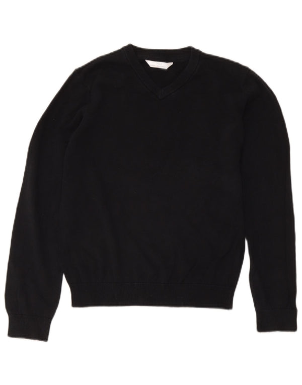 Marks & Spencer Boys πουλόβερ πουλόβερ με λαιμόκοψη 11-12 ετών μαύρο βαμβακερό