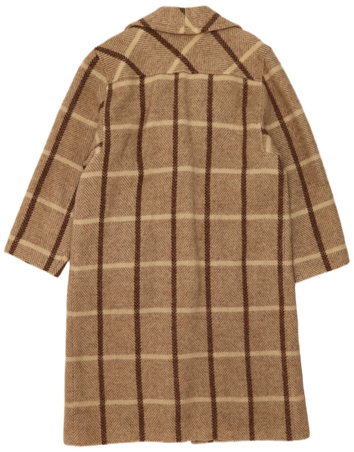 Vintage Γυναικείο Oversized Πανωφόρι UK 14 Medium Beige Check Wool