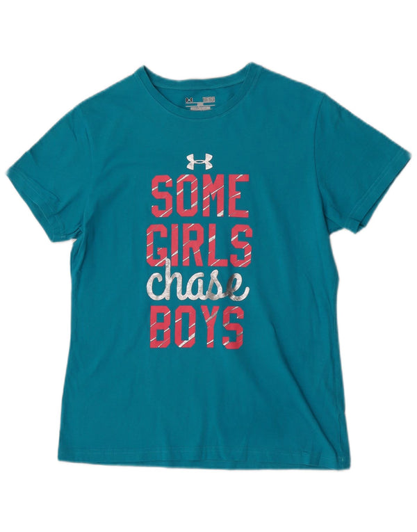 Under Armour Girls Graphic T-Shirt Top 11-12 Years Large Turquoise