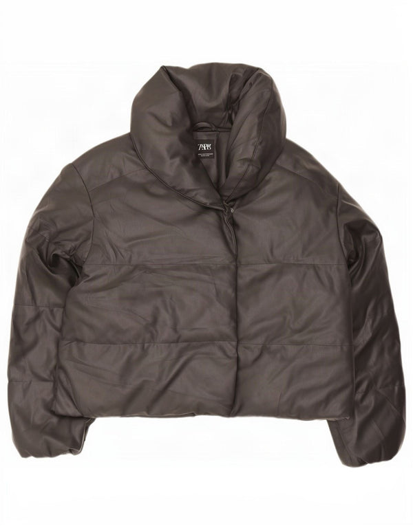 Zara Γυναικείο Crop Oversized Jacket UK 6 XS Μαύρο Πολυεστέρας