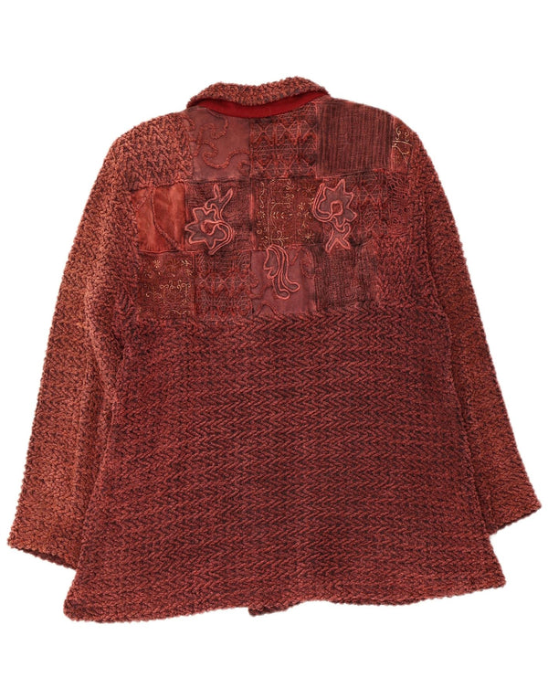 Vintage Γυναικείο Bomber Jacket UK 14 Medium Maroon Floral
