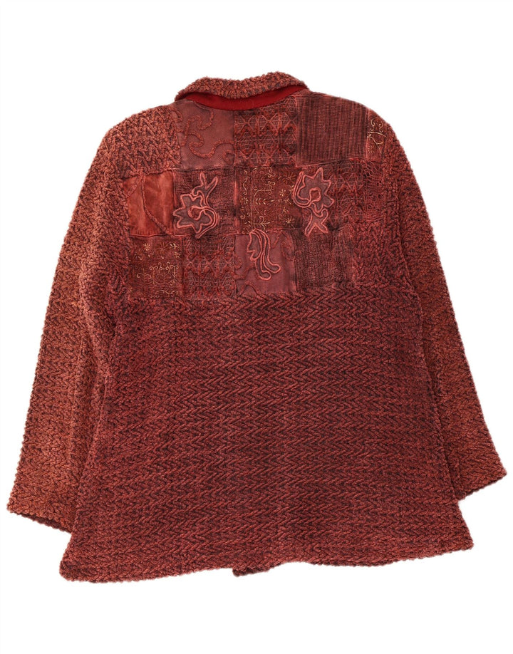 Vintage Γυναικείο Bomber Jacket UK 14 Medium Maroon Floral