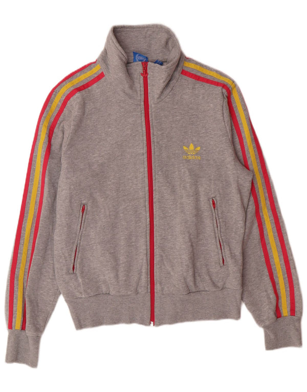 Γυναικεία αθλητική φόρμα γραφικών ADIDAS Top Jacket UK 14 Medium Grey Polyester