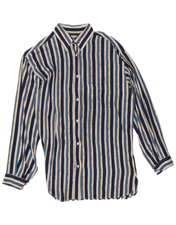 Marina Yachting Γυναικείο πουκάμισο Μπλούζα UK 14 Medium Blue ριγέ βισκόζη