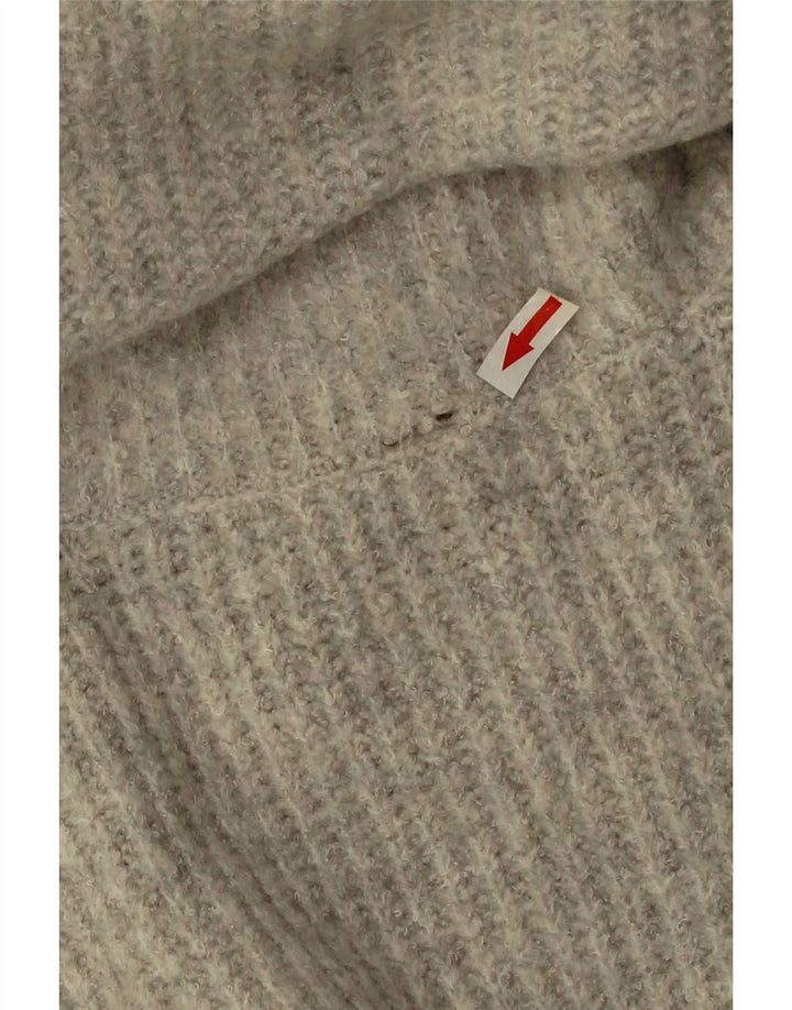 Zara γυναικείο πουλόβερ υπερμεγέθη ρολό λαιμόκοψη UK 10 Small Grey Acrylic