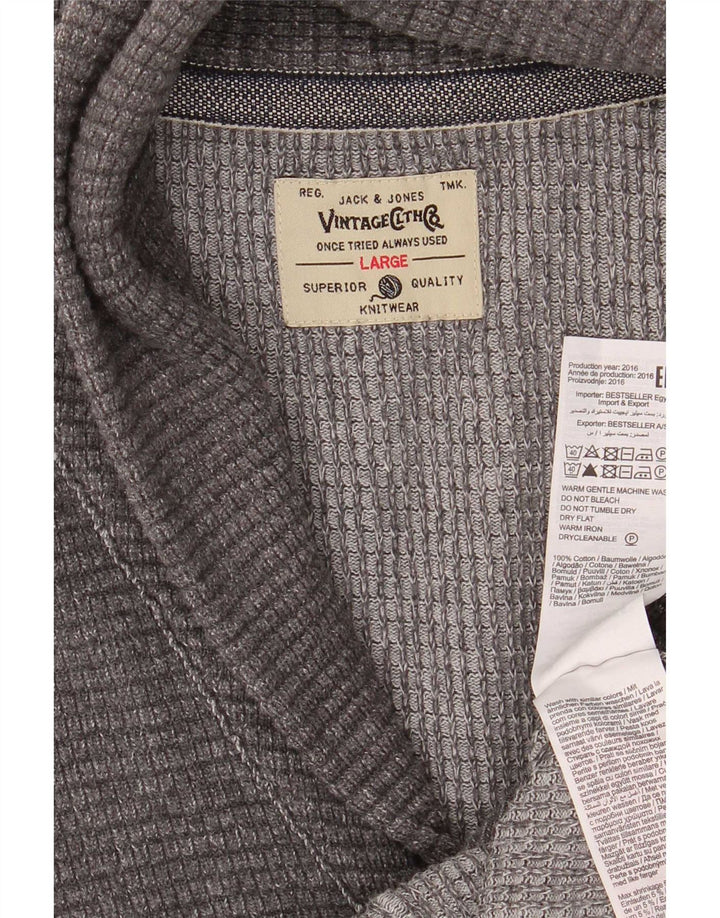 Jack & Jones Ανδρική ζακέτα πουλόβερ μεγάλο γκρι βαμβακερό