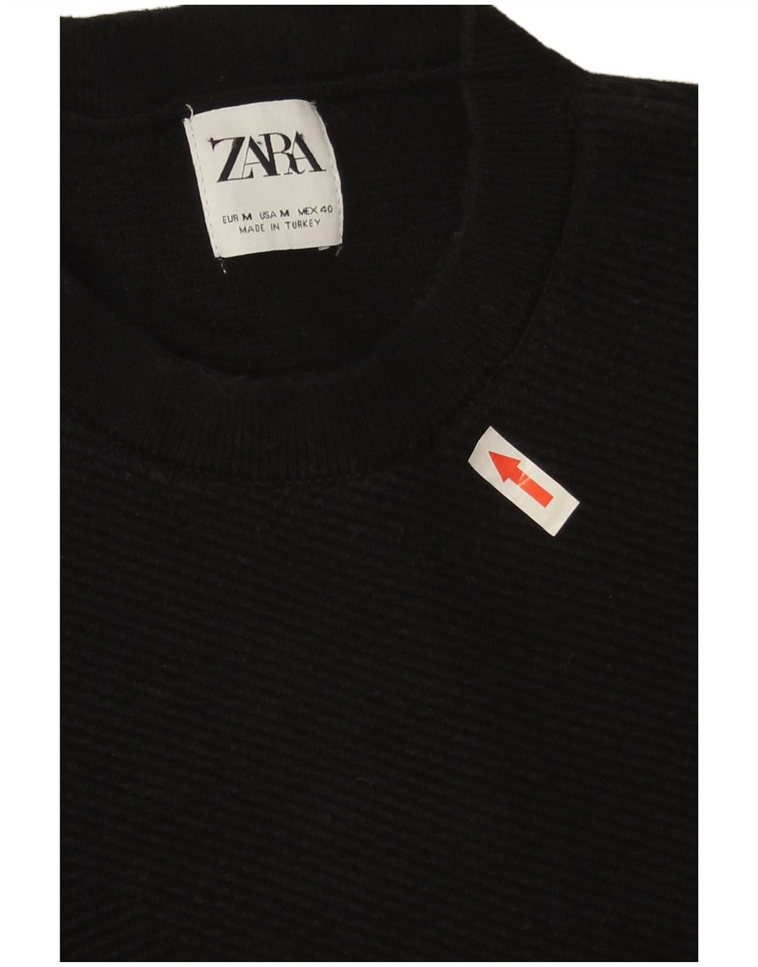 Zara Ανδρικό πουλόβερ με λαιμόκοψη, μεσαίο μαύρο βαμβακερό