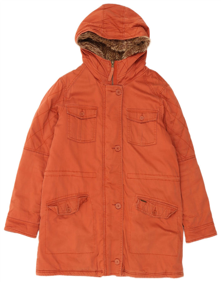 Billabong Γυναικείο μπουφάν Parka με κουκούλα UK 14 μεσαίο πορτοκαλί βαμβακερό