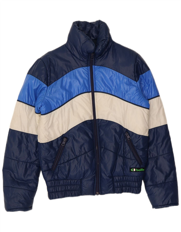 Belfe Ανδρικό μπουφάν IT 46 Small Navy Blue Colorblock Πολυαμίδιο
