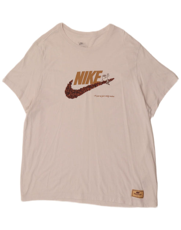Ανδρικό γραφικό μπλουζάκι Nike 2XL λευκό βαμβακερό