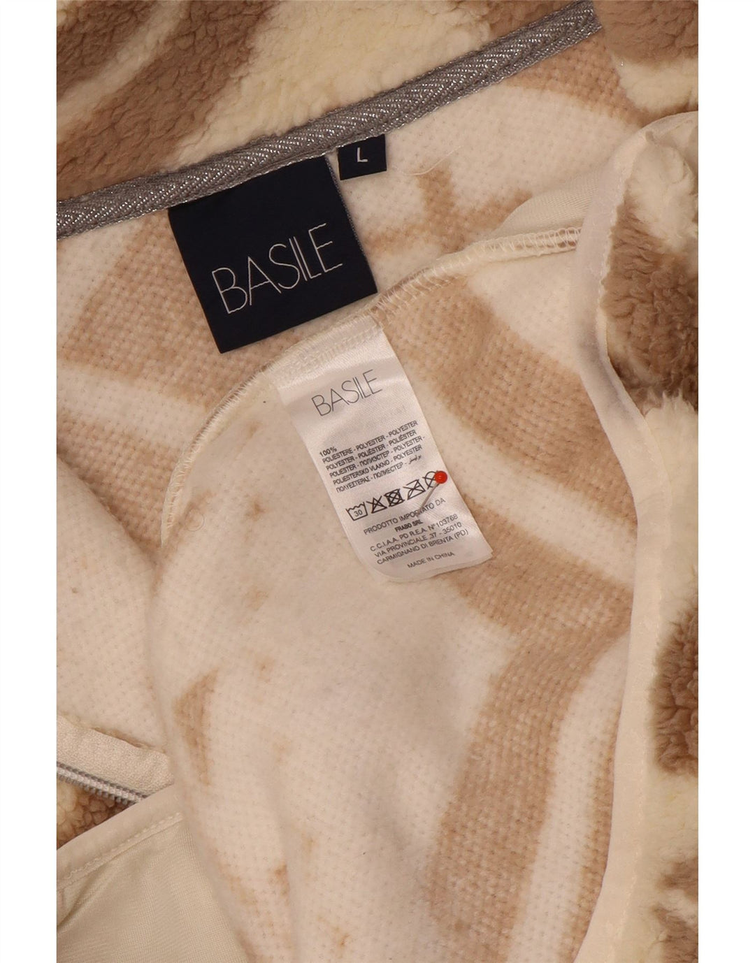 Basile Γυναικείο Fleece Jacket UK 14 Large Beige Fair Isle Polyester