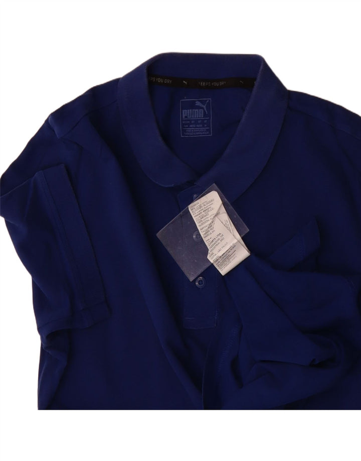 PUMA Mens Polo Shirt Medium Blue Cotton Vintage Puma and Second-Hand Puma from Messina Hembry 